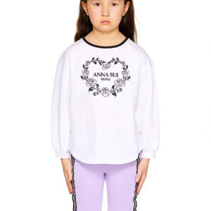 Anna sui mini girls embroidered logo rose long sleeve shirt designer $90 fall
